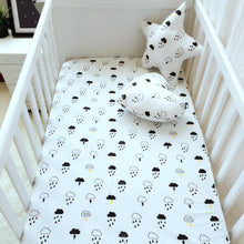 120x60cm or 130x70cm baby bed sheet 1pcs 6 styles cotton crib bed sheet with elastic at corner Cloud Cat Swan Bear design