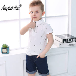 Angela&Alex Boys Clothing Set 2 Piece Boys Cotton T-Shirt + Denim Shorts 3-8 Year Kids Children Outfits 2018 Summer Boy Clothes